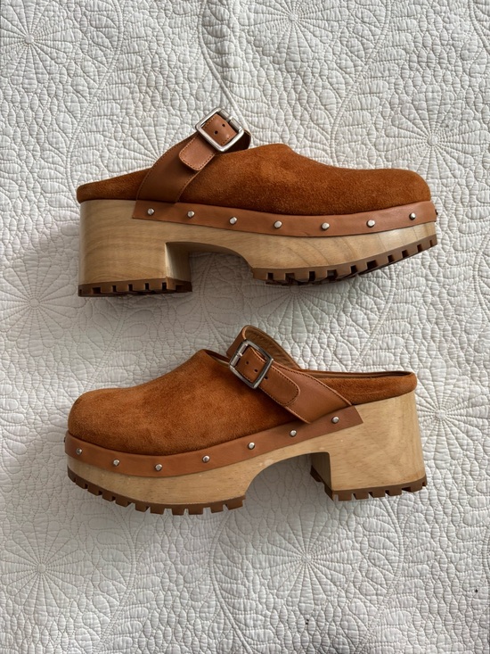 Rachel Comey Shoes - RACHEL COMEY Brown Suede Wood Sole Grader Clogs / 10